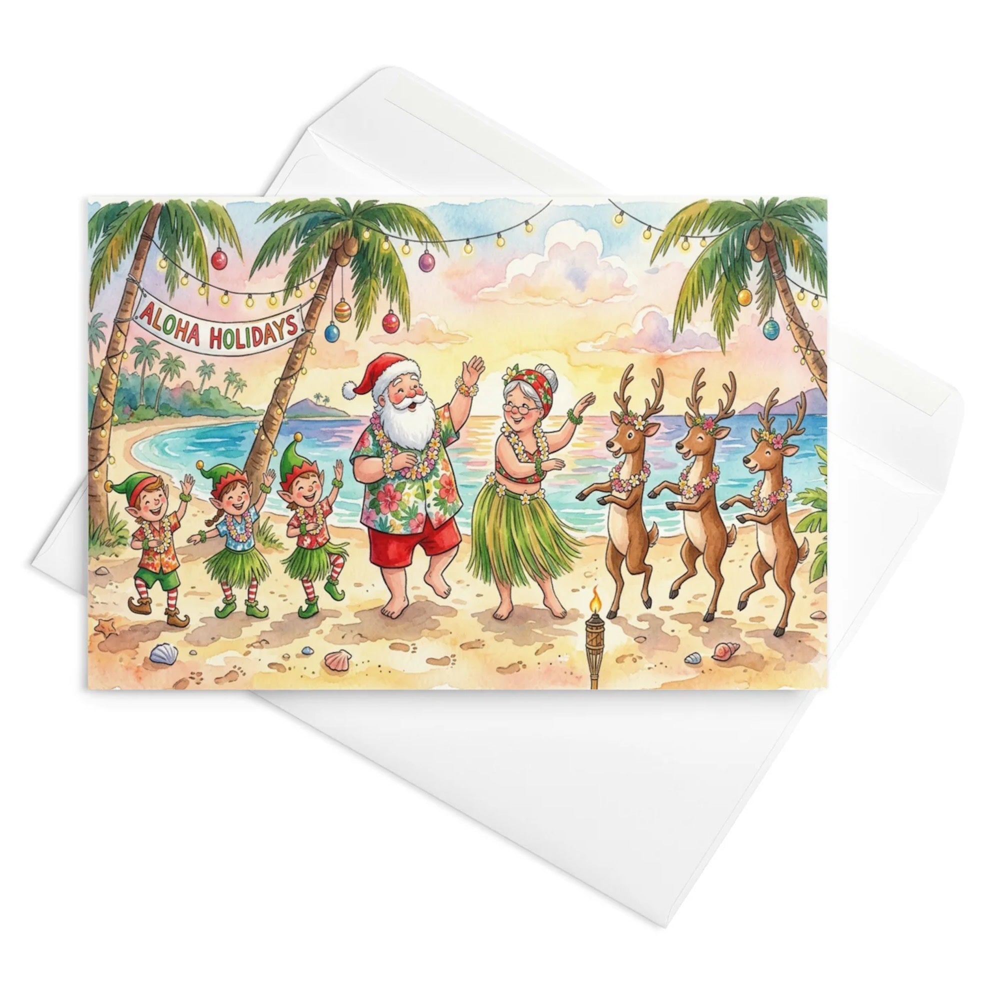 Christmas Card Mockup - Aloha holidays at the Beach