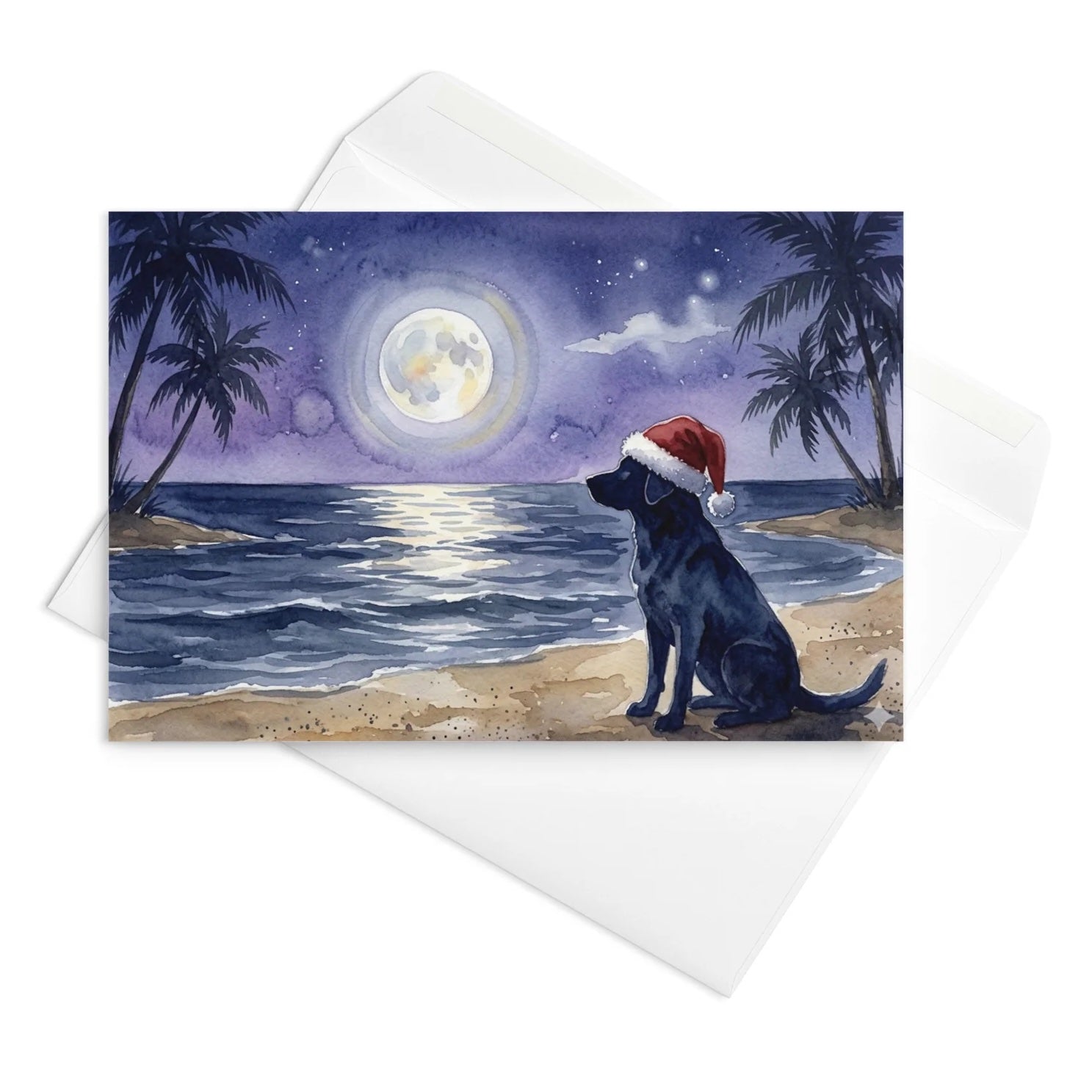 Christmas Card - Christmas Beach Dog in Contemplation