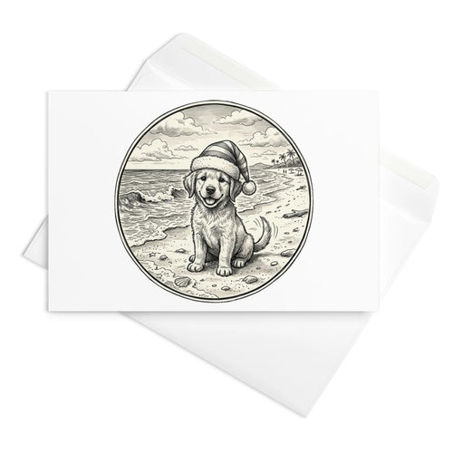 Christmas Card - Christmas Beach Puppy