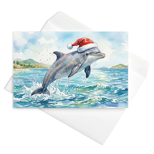 Christmas Card - Christmas Dolphin Watercolor
