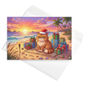 Christmas Card - Grumpy Cat in Santa Hat at Beach