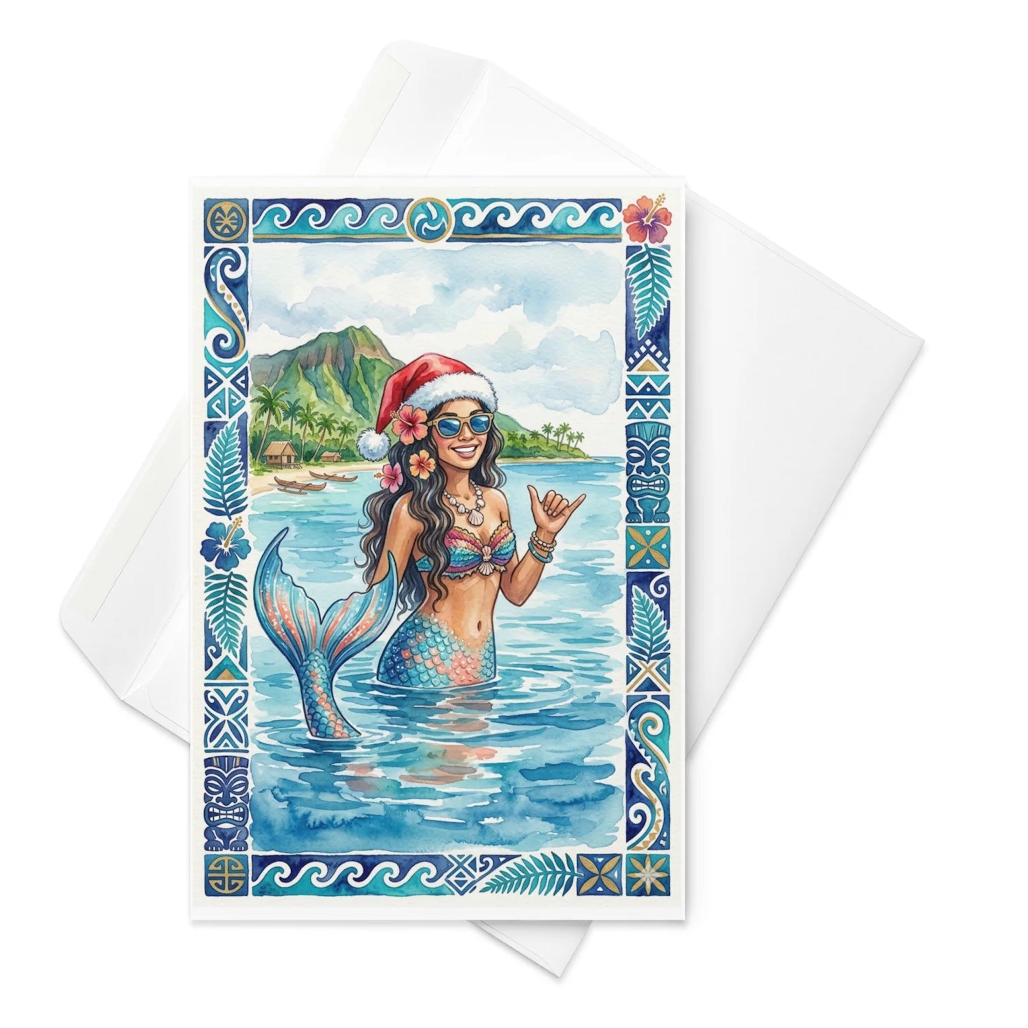 Christmas Card - Mahalo My Christmas Mermaid, Mahalo