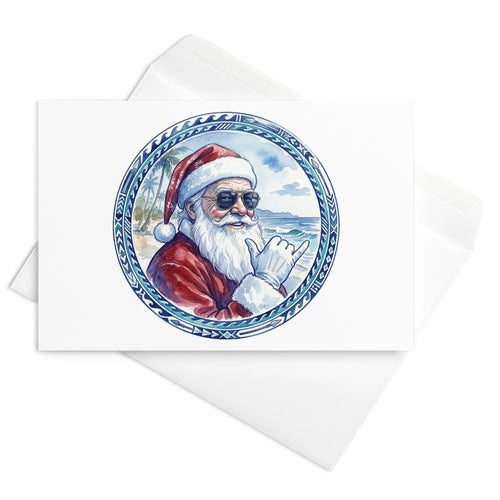 Christmas Card - Mahalo Santa Watercolor
