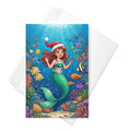 Christmas Card - Mermaid in Santa Hat with Candy Cane
