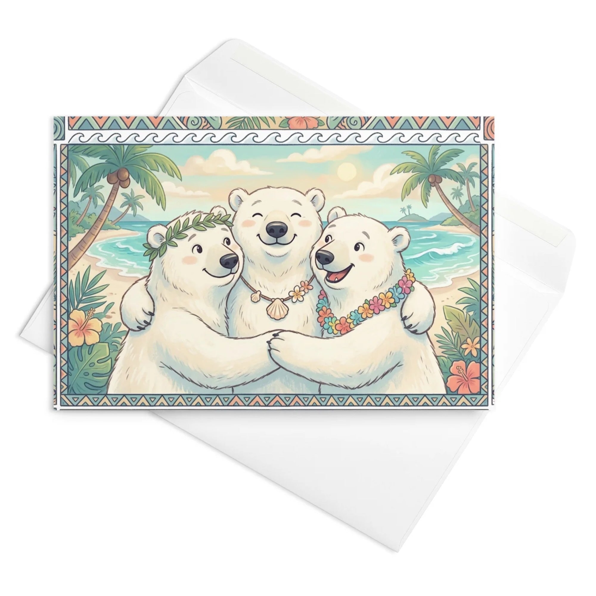 Christmas Card - Polar Bears Love Beach Christmas