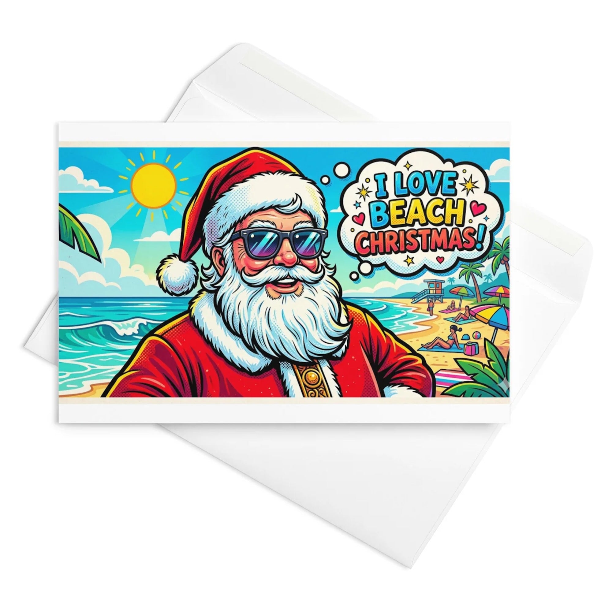 Christmas Card - Santa Loves Beach Christmas