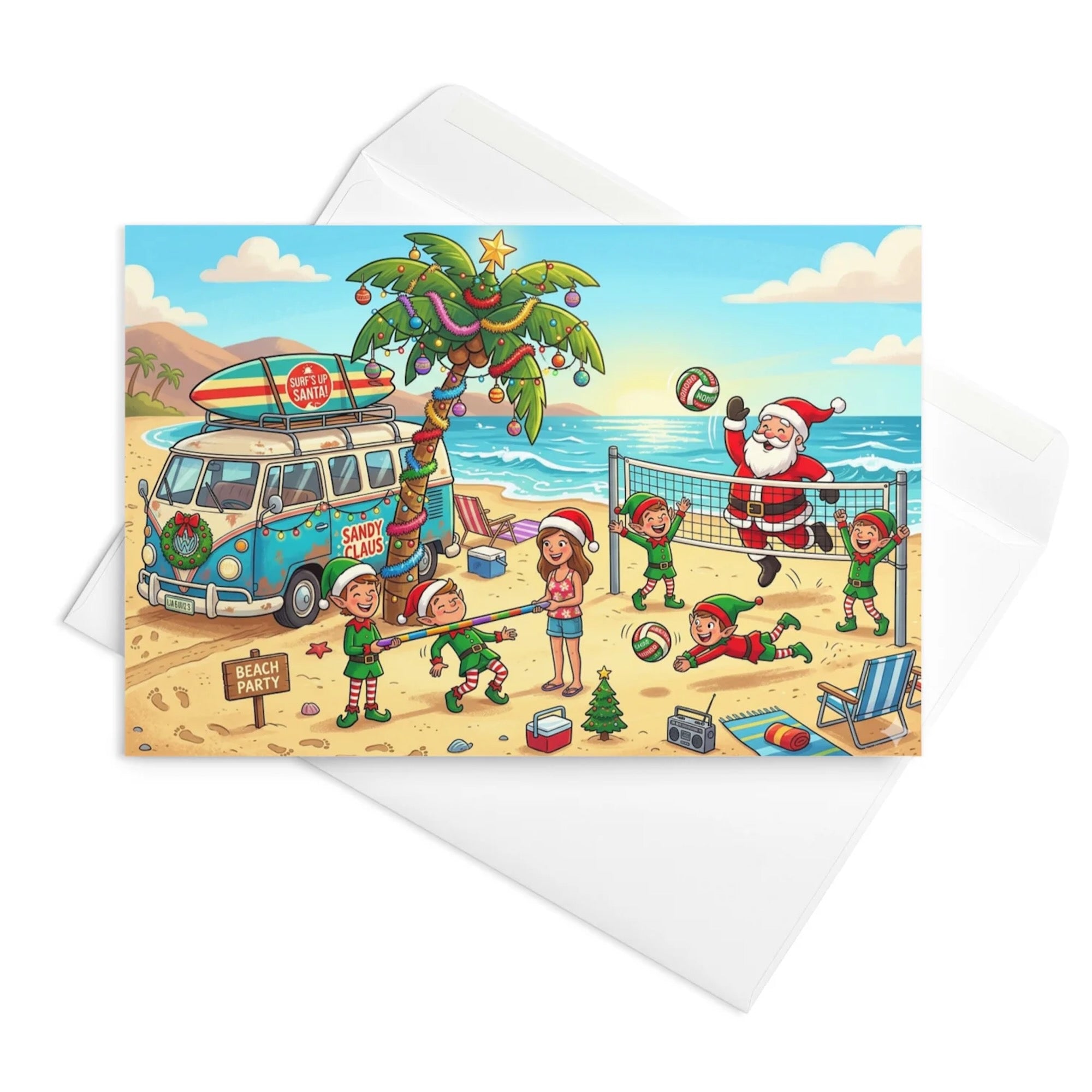 
Christmas Card - Santas Beach Party Limbo
