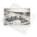 Christmas Card - Sea Turtles in Santa Hats on the Beach