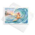 Christmas Card - Surfing Fat Cat in Santa Hat