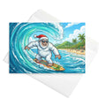 Christmas Card - Surfing Yeti in Santa Hat