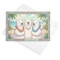 Christmas Card - Three Polar Bears Share Beach Christmas