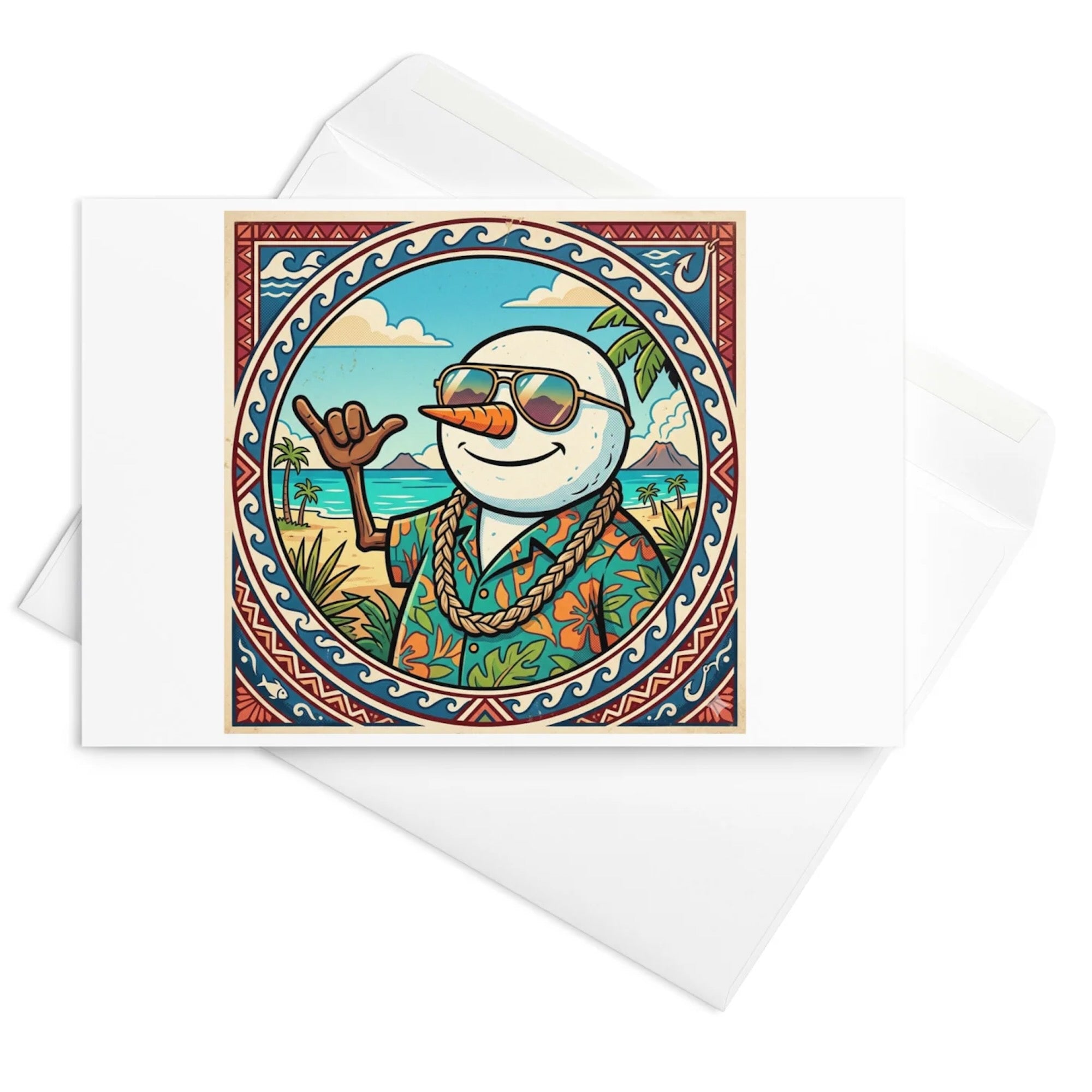 Christmas Card - Tropical Beach Snowman