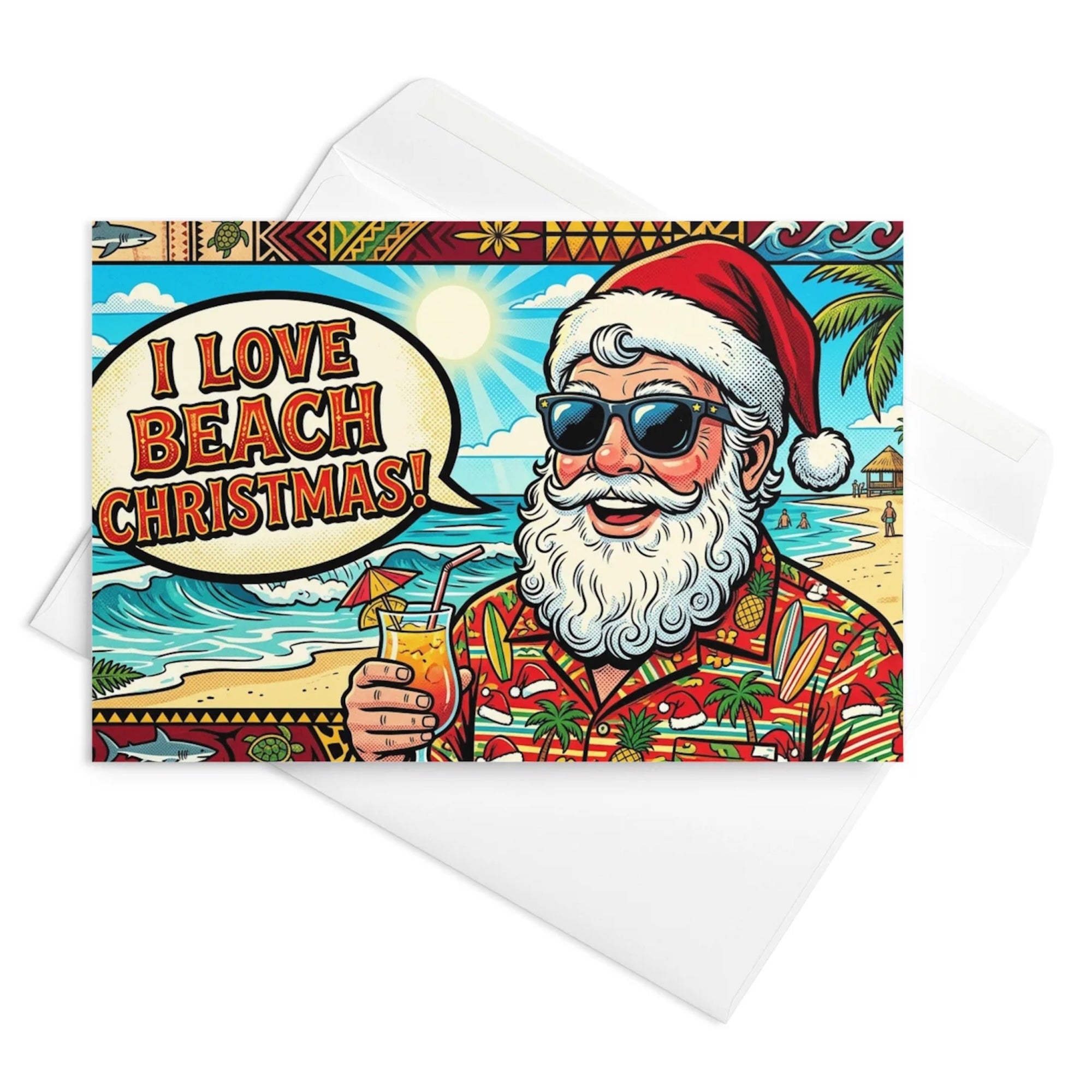 Christmas Card - Yes Santa Loves Beach Christmas