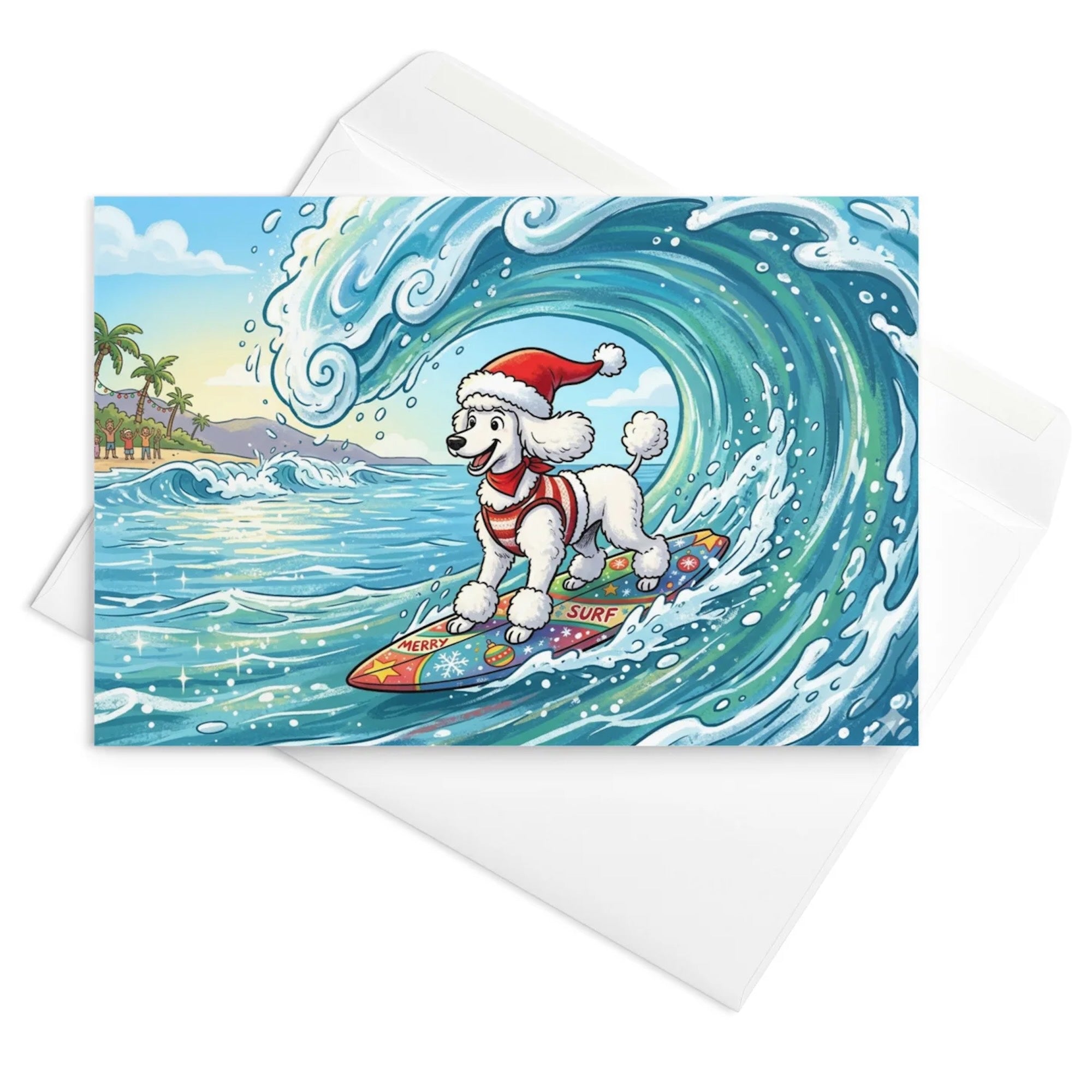 Christmas Card - Christmas Surf Poodle