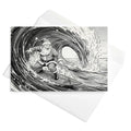 Christmas Card - Santa Surfs a Huge Barrel Wave