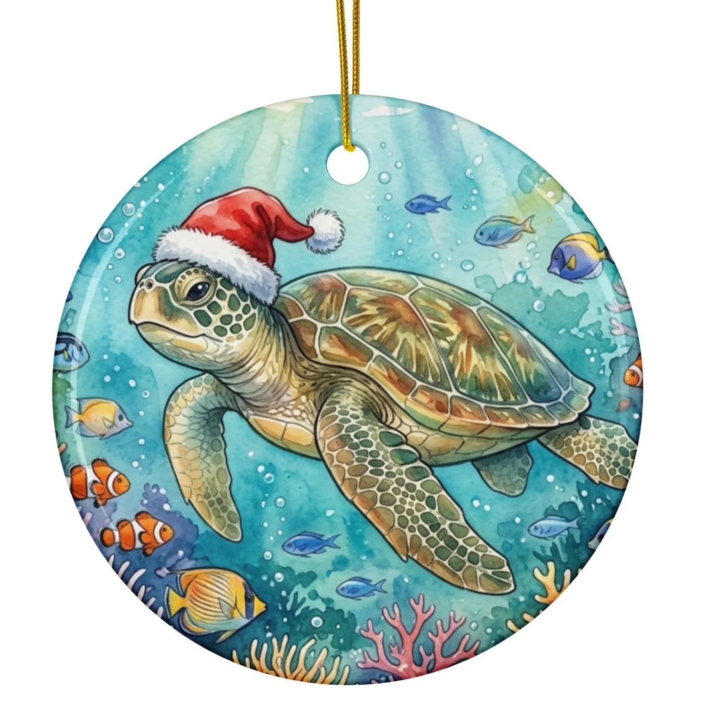 Christmas Ornament - A Christmas Sea Turtle
