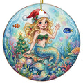 Christmas Ornament - Blonde Mermaid in Santa Hat