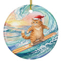 Christmas Ornament - Christmas Cat Catches a Wave