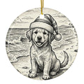 Christmas Ornament - Beach Puppy in Santa Hat
