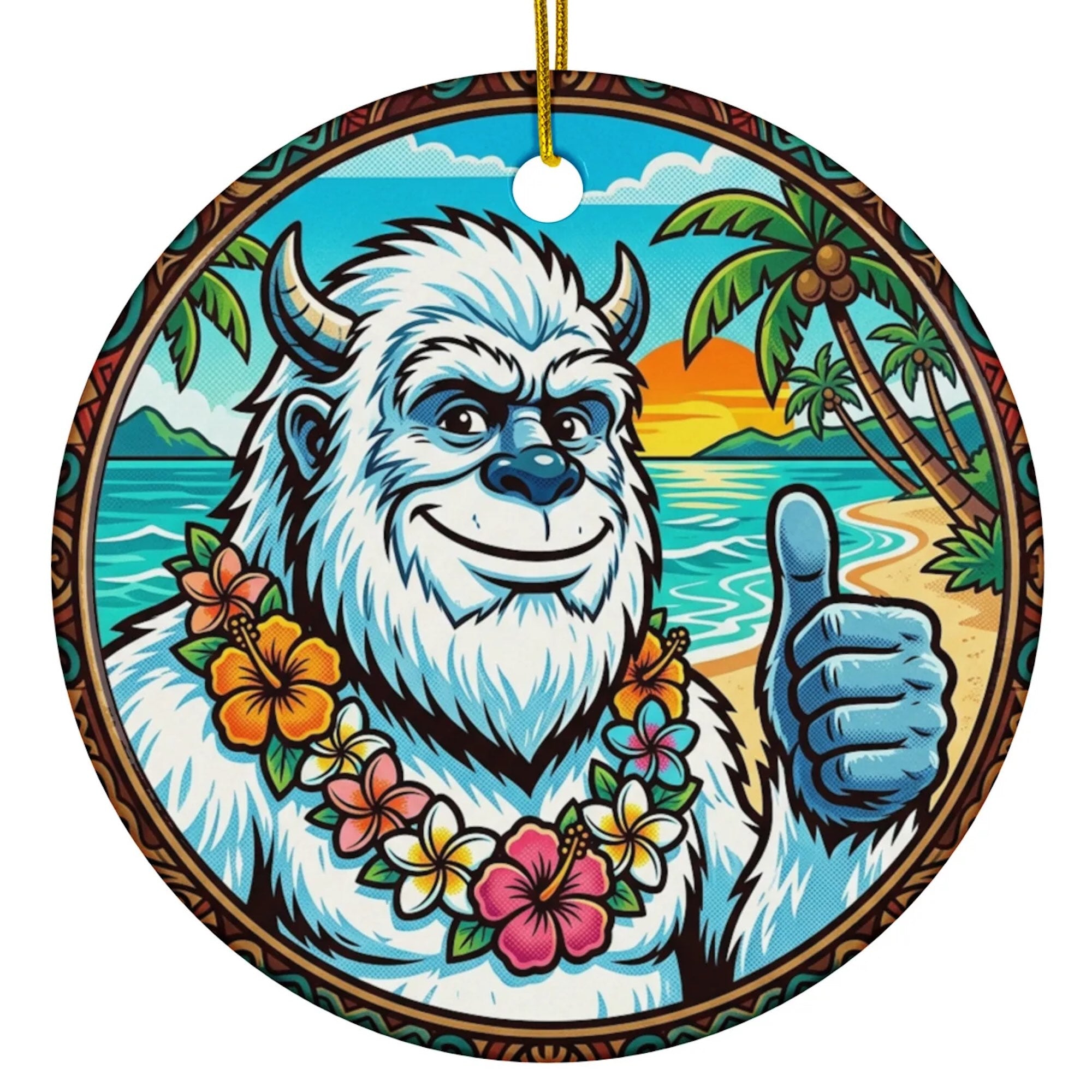 Christmas Ornament - Beach Yeti Thumbs Up
