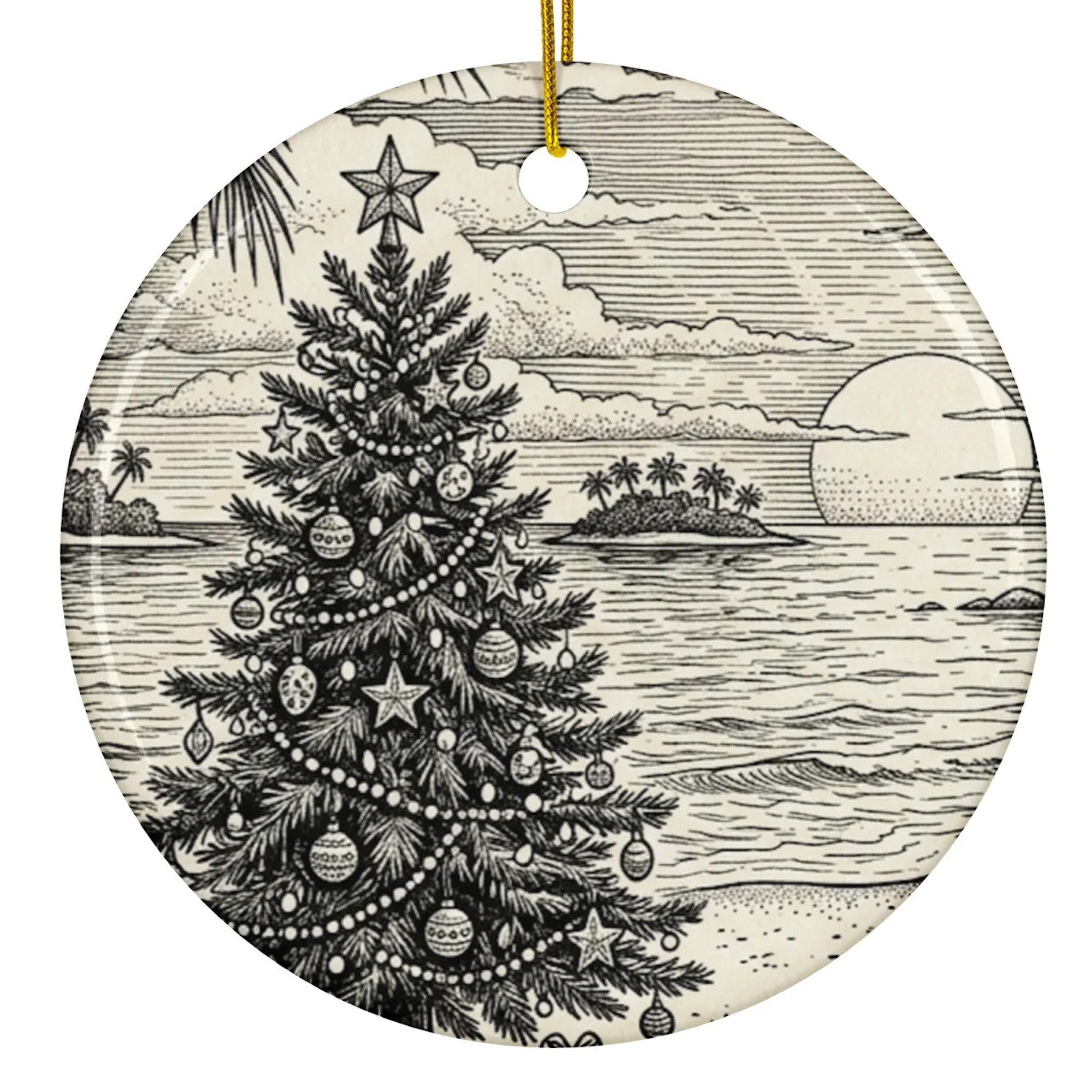 Christmas Ornament - Christmas Tree at the Beach
