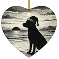Christmas Ornament - Dog at Beach in Santa Hat