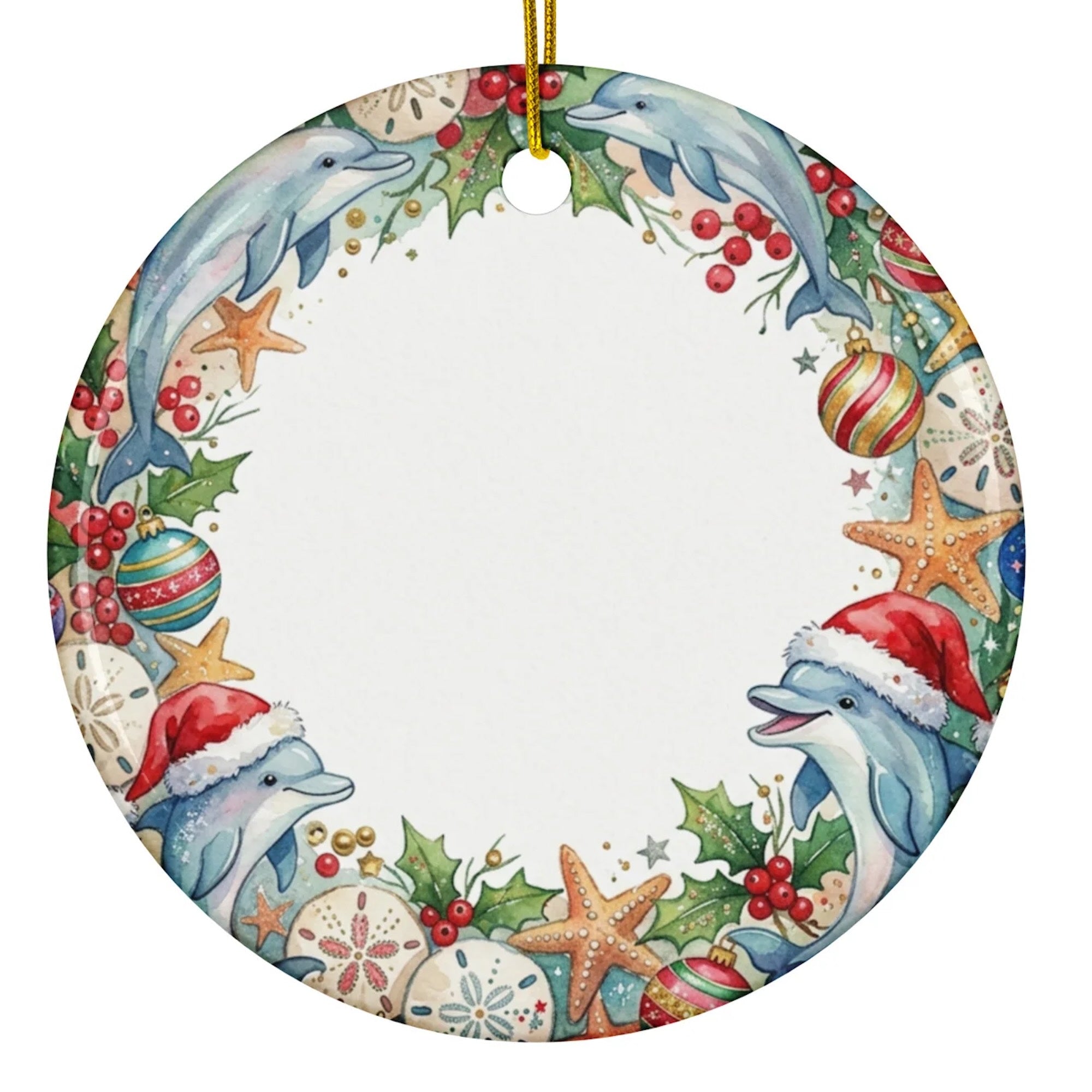 Christmas Ornament - Dolphin Christmas Wreath