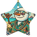 Christmas Ornament - Mahalo Snowman at Beach