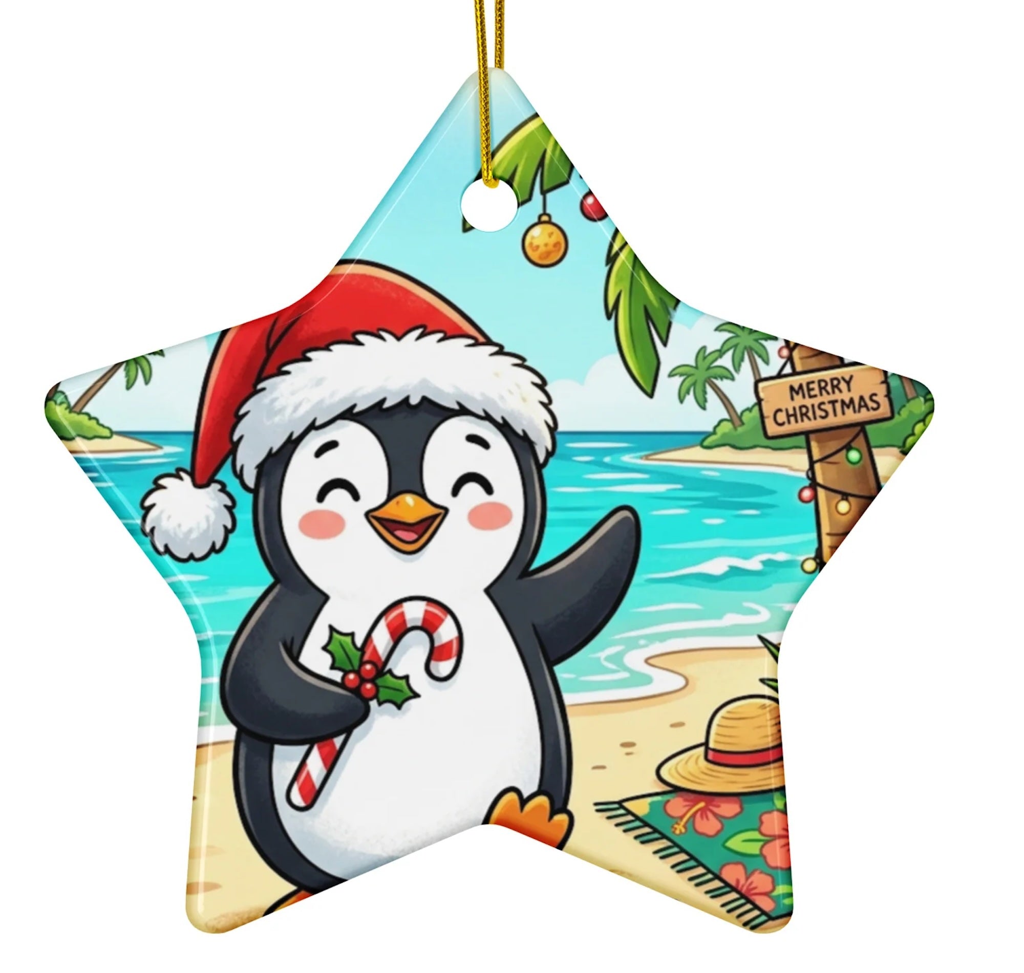 Christmas Ornement - Penguin in Santa Hat
